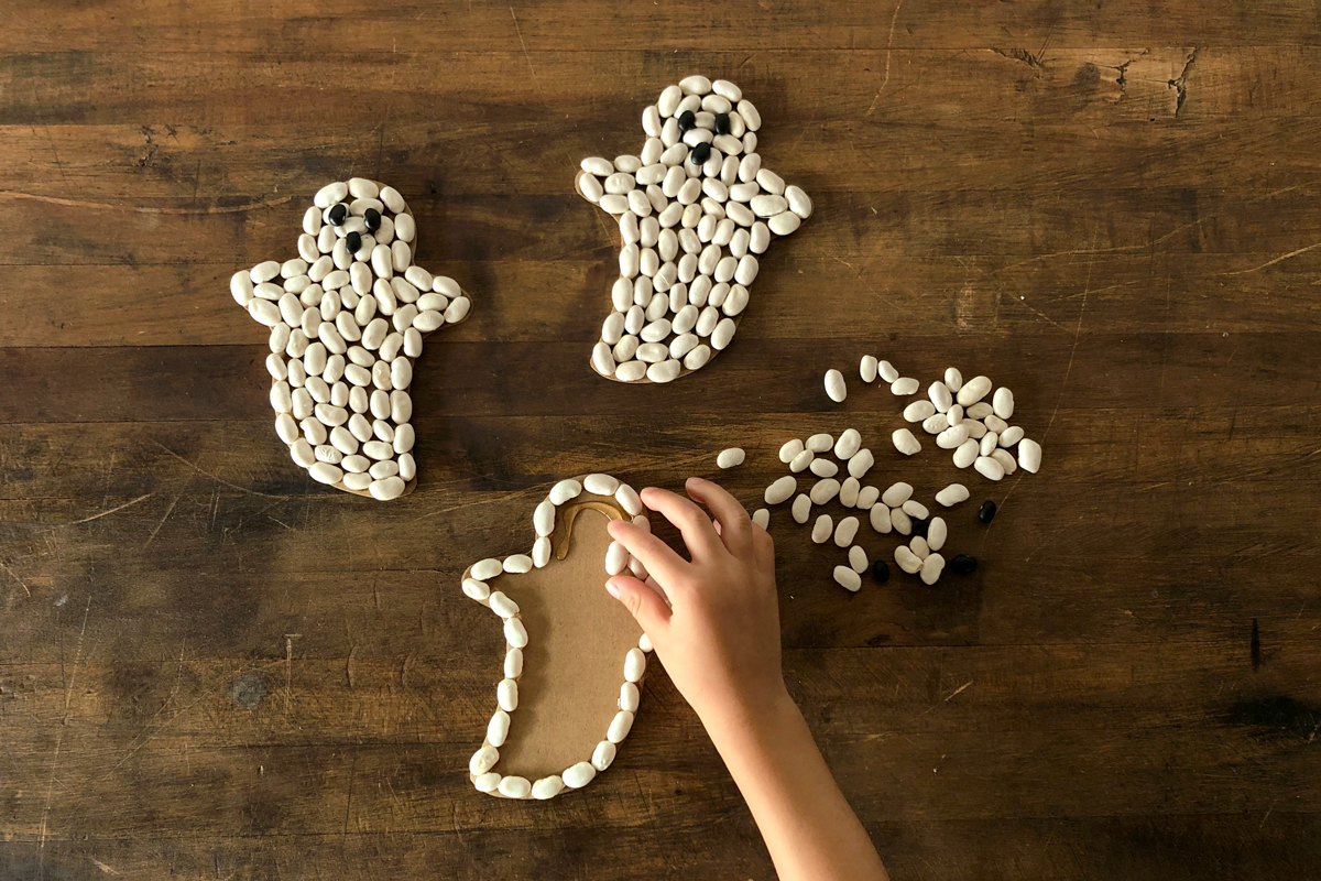 DIY Cardboard Seed Mosaic Ghosts - Woodlark Blog