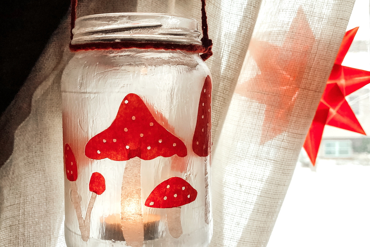 DIY Recycled Jar Mushroom Lantern - Woodlark Blog